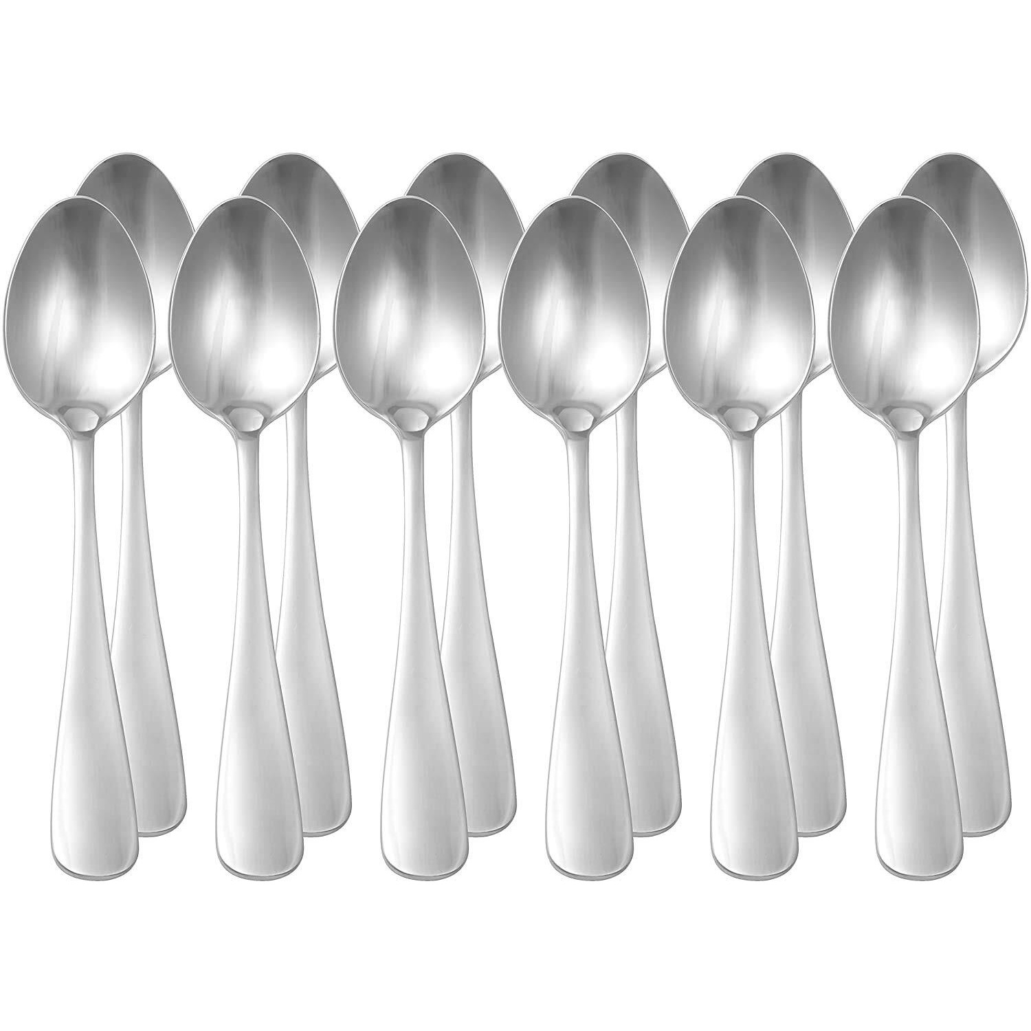 Parage 12 Pieces Stainless Steel Table Spoons Set with Round Edge, 18.5 cm, Tableware, Set of 12, Silver