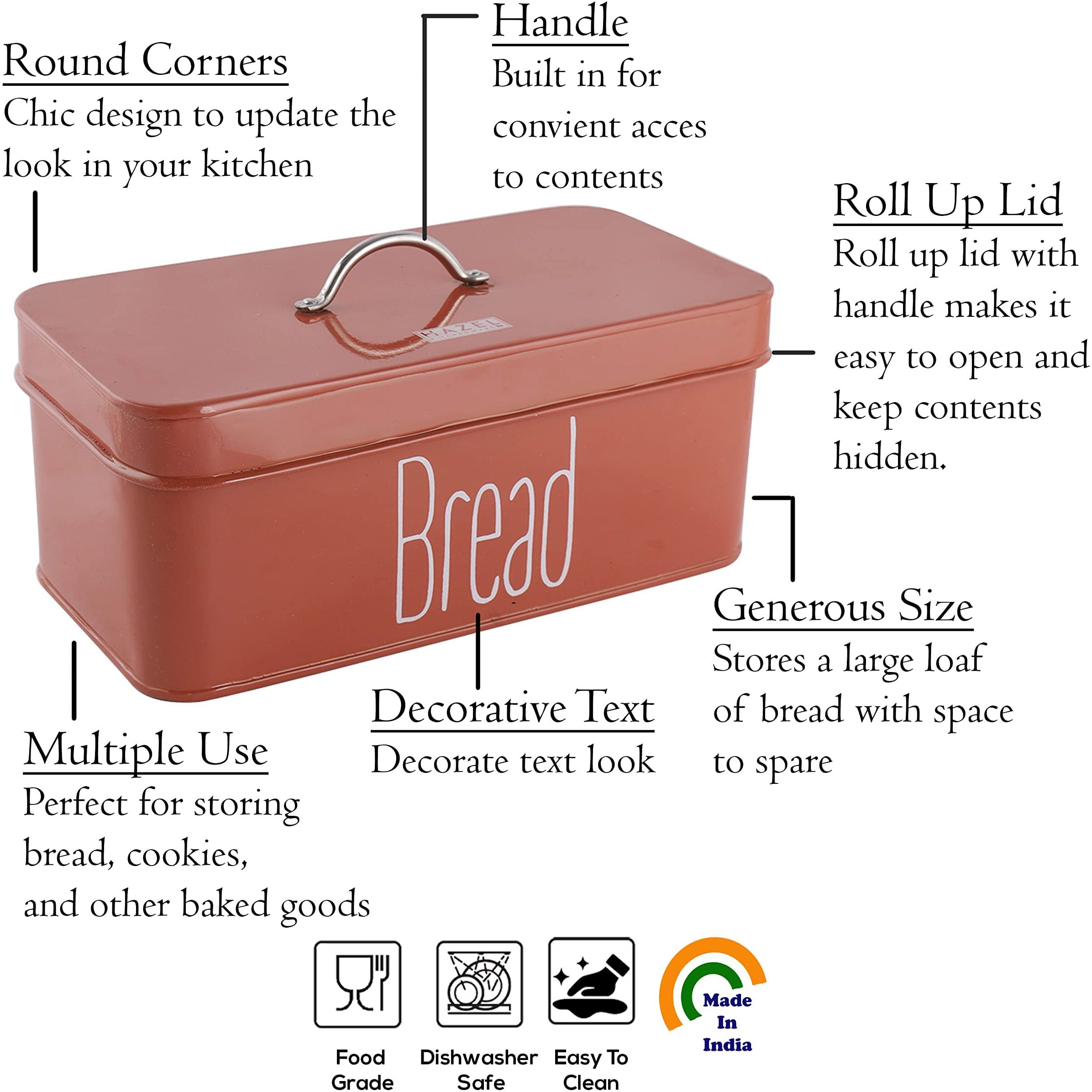 HAZEL Bread Butter Box Set | Bread Box and Butter Dish Combo | Bread and Butter Storage Box for Kitchen, Food Grade Material