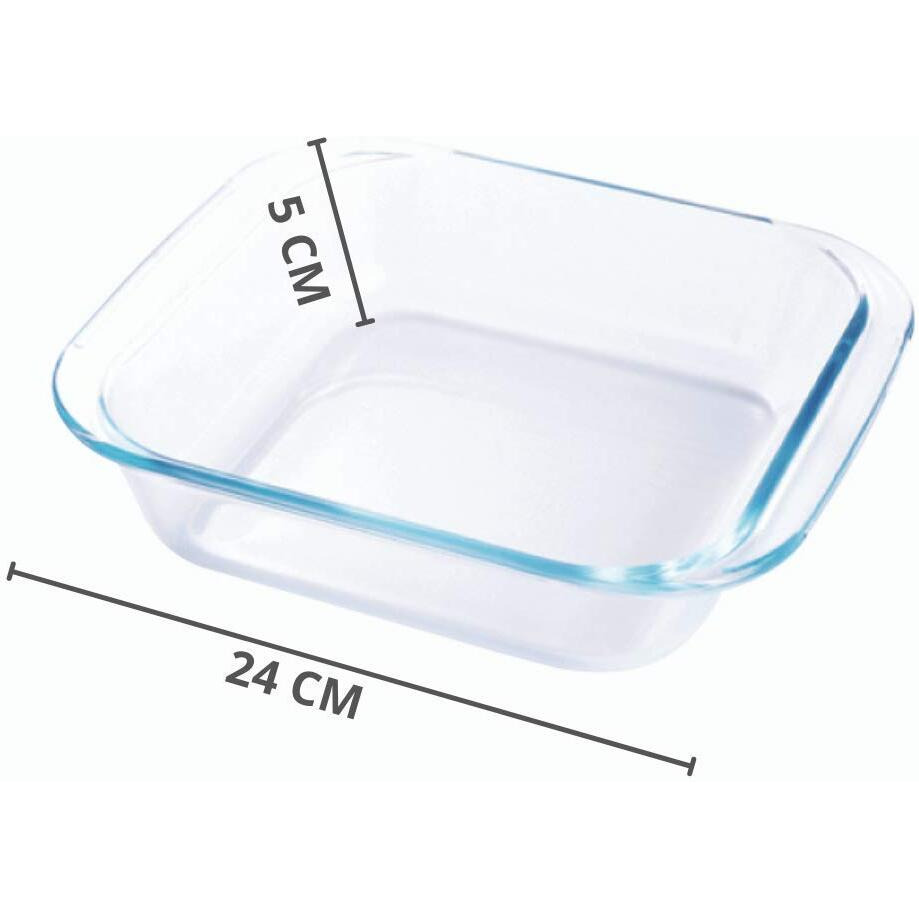 Femora Borosilicate Microwave Safe, Oven Safe Square Dish, 1700ml, White