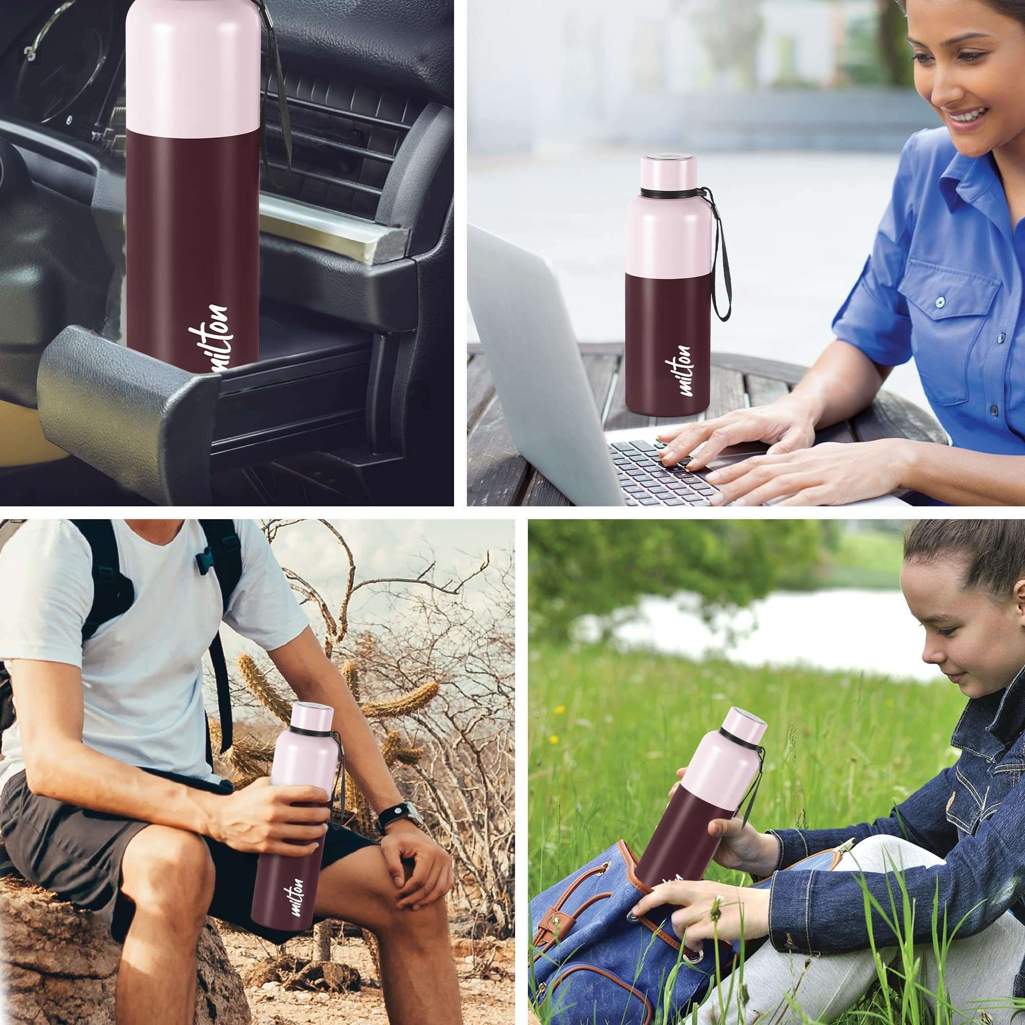 Milton Ancy 500 Thermosteel Water Bottle, 520 ml, Brown | 24 Hours Hot and Cold | Easy to Carry | Rust Proof | Tea | Coffee | Office| Gym | Home | Kitchen | Hiking | Trekking | Travel Bottle