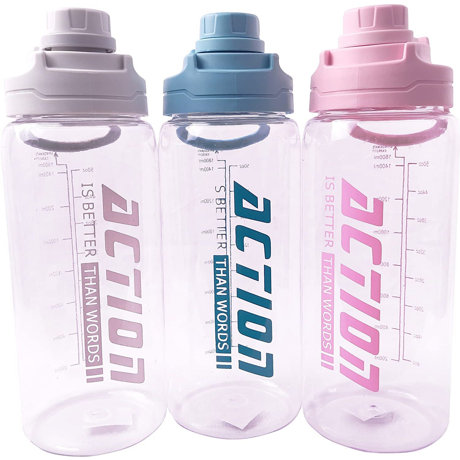 JUGTE Motivational 1.8 litre Water Bottles Fitness Sports Water Bottle | Time Marker Sports Water Sipper Bottle for Adults Yoga Camping Water Jug Gallon Water Bottle for Boys Girls |Plastic|Multicolor