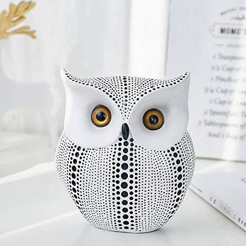 LIFEHAXTORE Modern Classy Lucky Owl Resin Art Figure Showpiece (Black and White, 2 Piece)