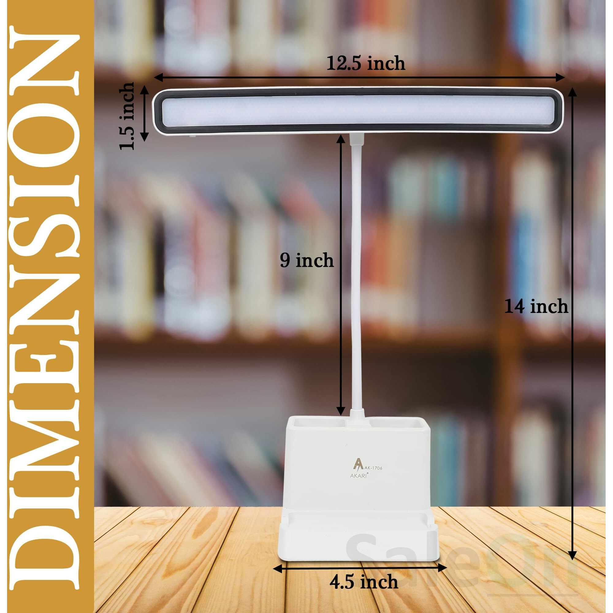 SaleOn Dual Usage Led Desk Lamp 3 Ligting Color Mode Rechargeable Study Lamp, with Warm Color Light, with Mobile Holder, Touch Control Sensor Lamp, Foldable and Rotatable Adjustable Reading (1953)