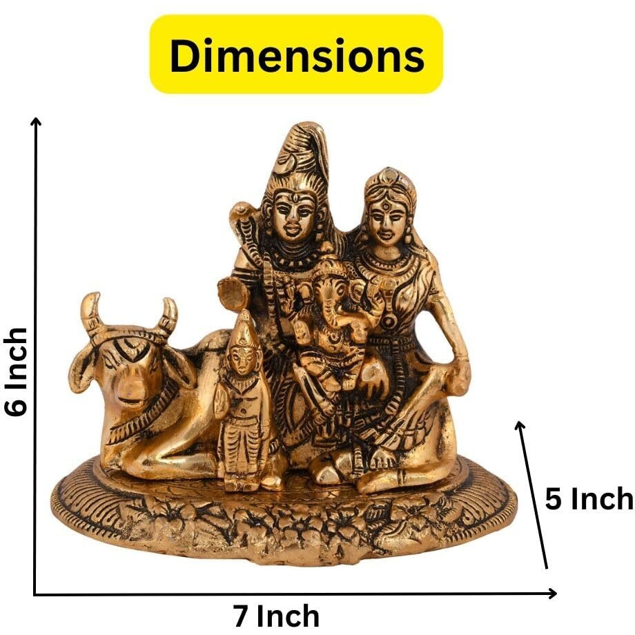 Collectible India Handcrafted Shiva Parvati Ganesh Idol Shiv Parivar Murti Statue Sculpture - Lord Shiva Idols Family Sitting On Nandi Showpiece Figurine for Home Office Temple Mandir Decoration Gift