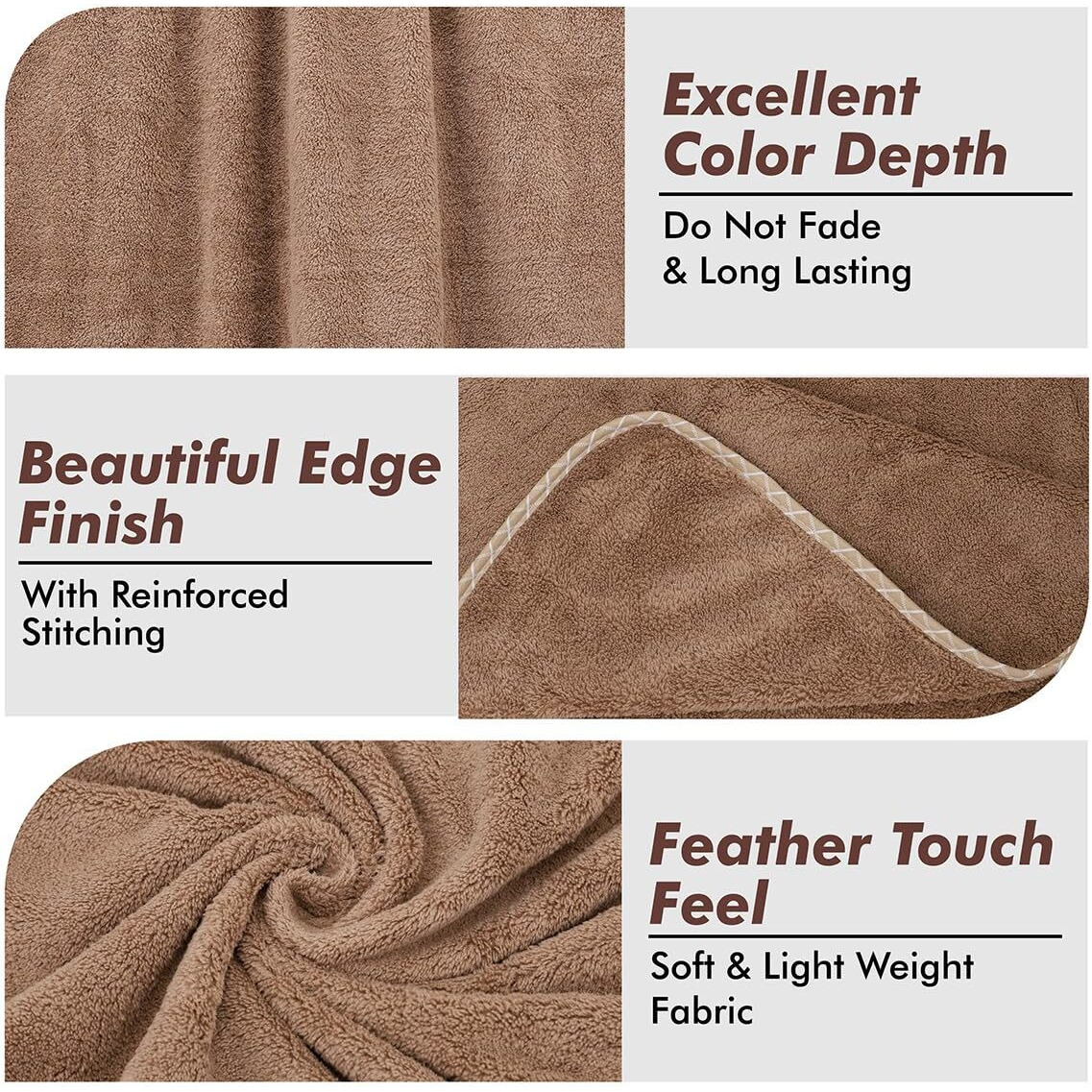 UrbanLeaf Microfiber Large Bath Towel | Quick Dry Super Absorbent - Bath Towel for Men and Women | Brown | Towel for Bath, Travel, Gym, Beach, Pool, and Yoga (70 X 140 CMs)