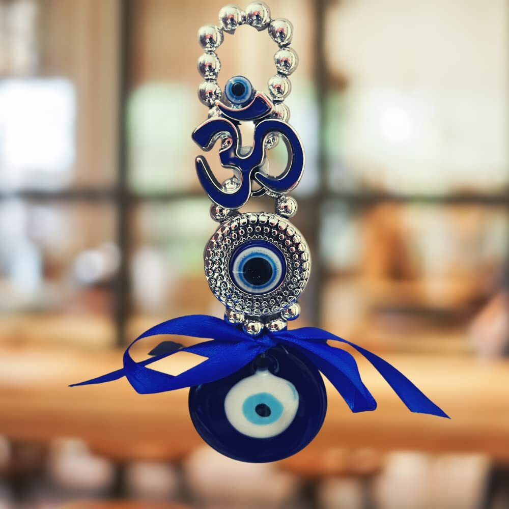 GJ OM Evil Eye Hanging for Home & Car | for Good Luck & Prosperity - Blue (design2)