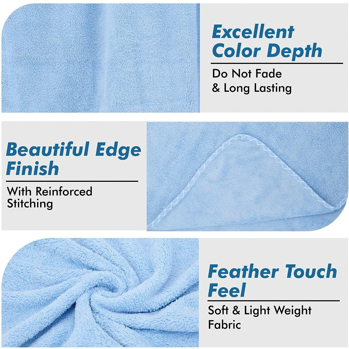 UrbanLeaf Microfiber Large Bath Towel | Quick Dry Super Absorbent - Bath Towel for Men and Women | Blue | Towel for Bath, Travel, Gym, Beach, Pool, and Yoga (70 X 140 CMs)