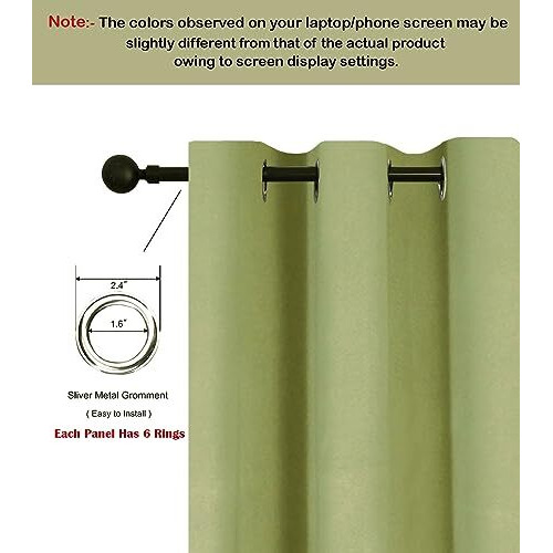 HOMEMONDE 71% Room Darkening Blackout Door Curtains 7 Feet - Thermal Insulated, Noise Reduced, Heavy Curtain, Set of 2, Avacado Green (84 Inches)