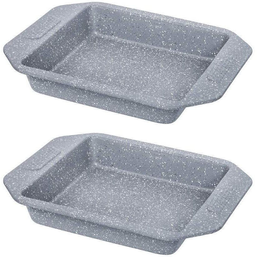 Femora Carbon Steel Stone Ware Non-Stick Coated Baking Dish (28 x 23 x 4 cm), Set of 2