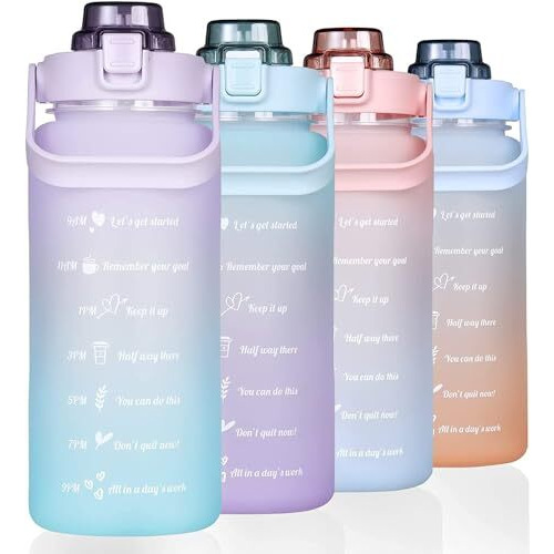 VDNSI Sipper Water Bottle 2 Liter with Motivational Time Marker Water bottle for office Water bottle for gym Non Toxic Gallon Water Bottle for Kids Adults (Purple, Plastic)