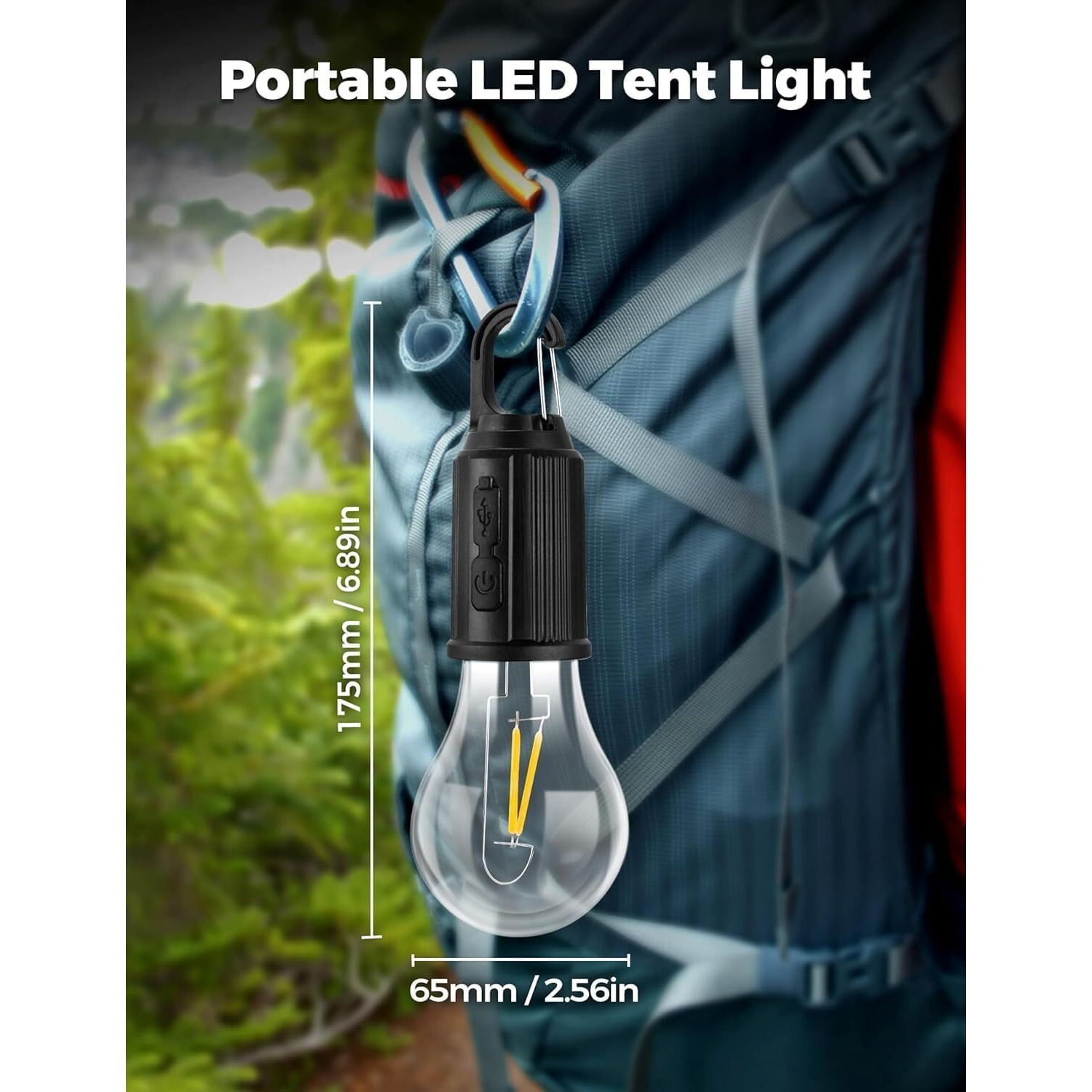 DesiDiya Rechargeable Camping Lights Waterproof LED Bulb Tent Lights with USB Cable 3 Modes Hanging Camping Lantern, Hanging Lamp for Hiking, Emergency, Camping, Household, Car Repairing (Pack of 2)