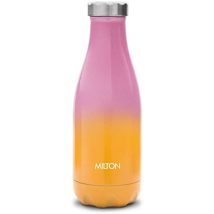 Milton PRUDENT-350 Thermosteel Hot & Cold Water Bottle 365 ml, Pink - Orange