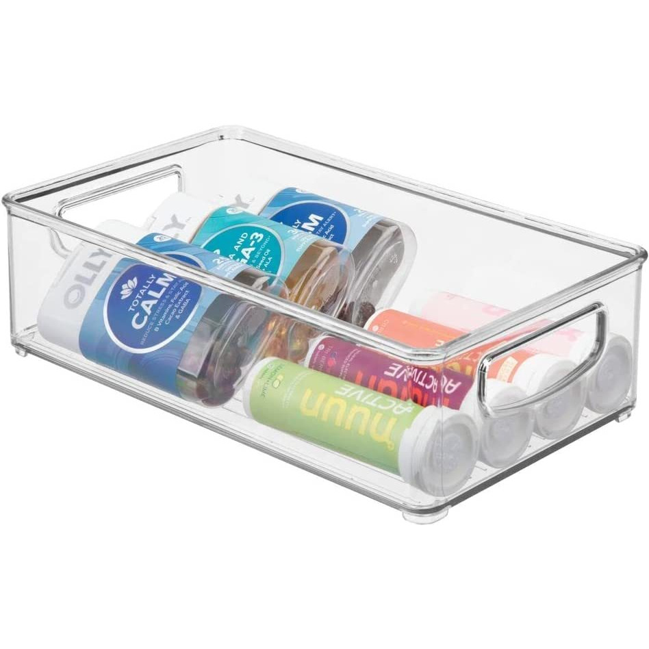 LISHONN Stackable Acrylic Fridge Organizer Sturdy Pantry And Refrigerator Storage Containers Bins With Handles | Large | Pack of 02 | For Bathroom, Kitchen Cabinet, Pantry, Home Organization