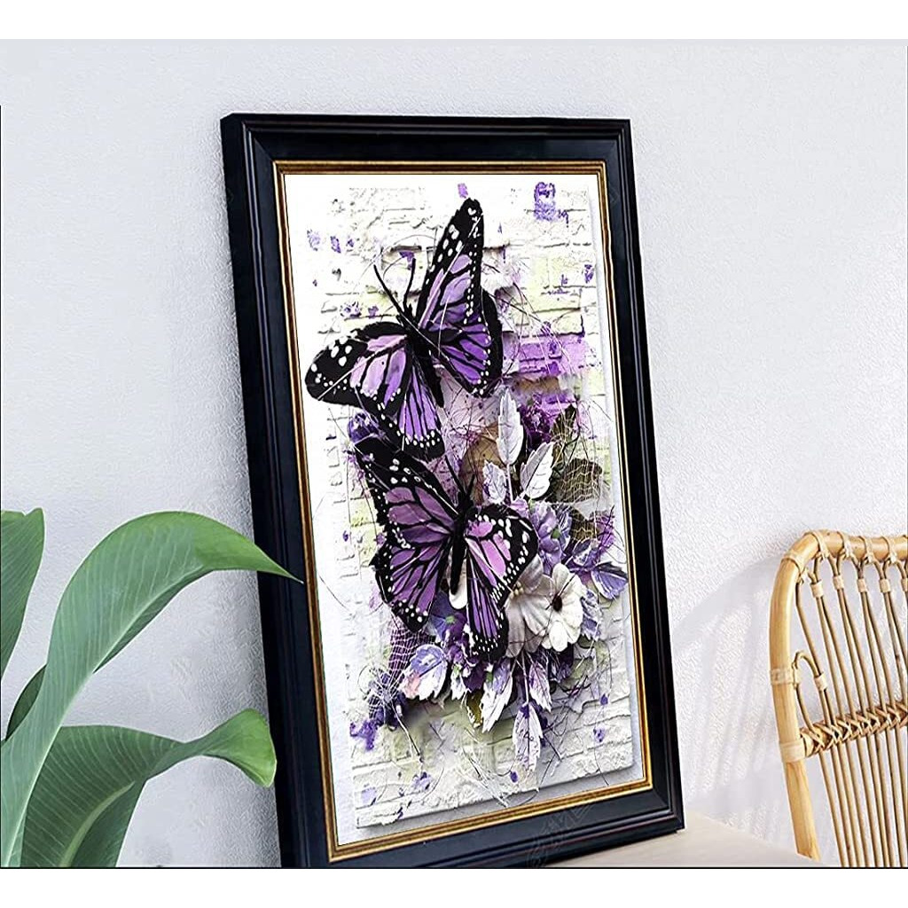 HASTHIP Diamond Painting Kit, 5D Diamond Painting Kit for Adults & Kids, 12x16inch DIY 5D Round Full Drill Butterfly Diamond Art, Very Suitable for Home Leisure and Wall Decoration