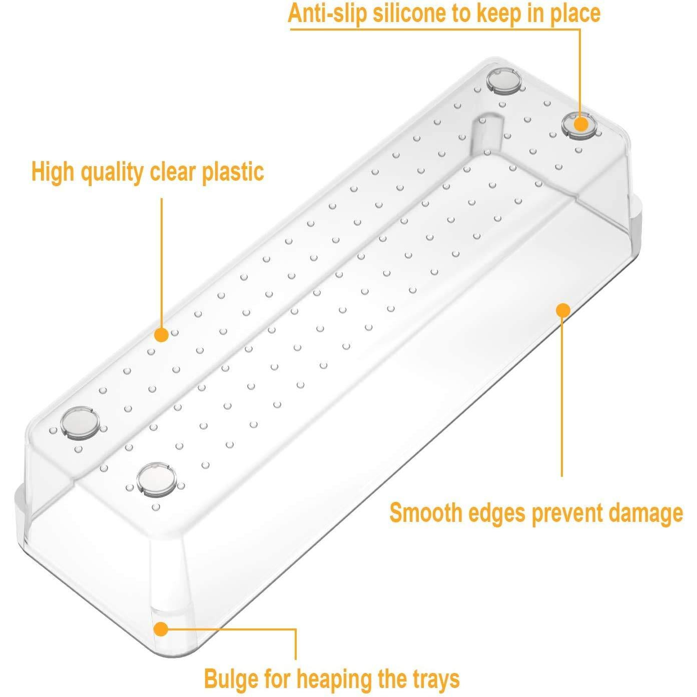 Zollyss 5 Pcs Desk Drawer Organizers Trays Set Clear Plastic Storage Bins Bathroom Drawer Tray Dividers Vanity Trays Organizer for Bedroom Dresser Makeup Kitchen Utensil Office