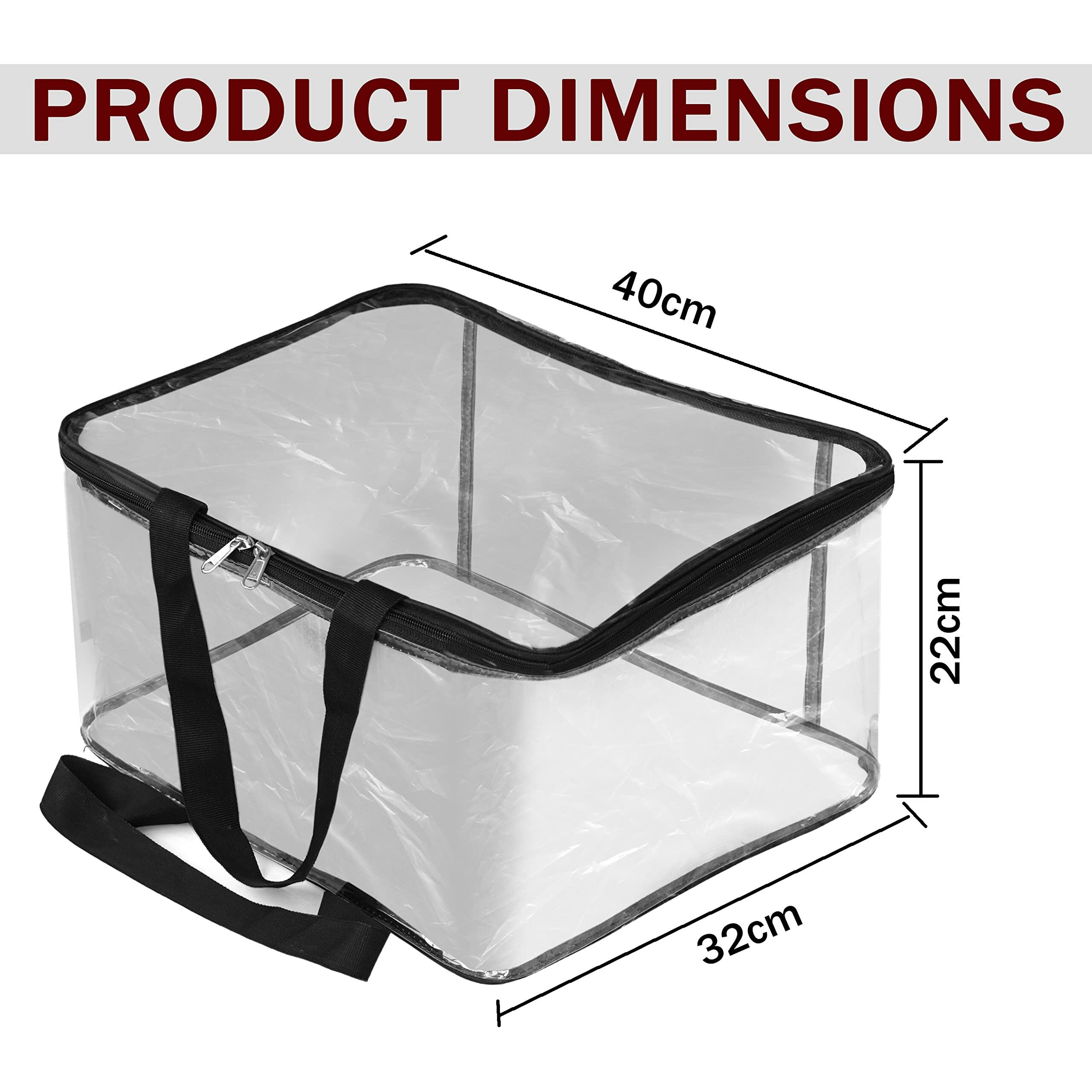 TULMAN 28 L Multipurpose Transparent Storage Bag for Clothes PVC Packing Organizer For Sarees Clothes - 40x32x22 CM - 4 PACK, plastic