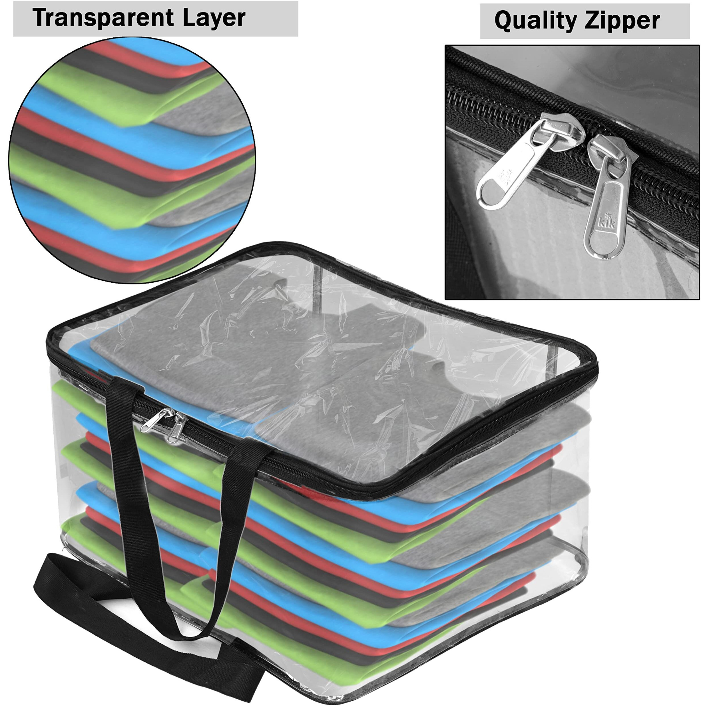 TULMAN 28 L Multipurpose Transparent Storage Bag for Clothes PVC Packing Organizer For Sarees Clothes - 40x32x22 CM - 4 PACK, plastic