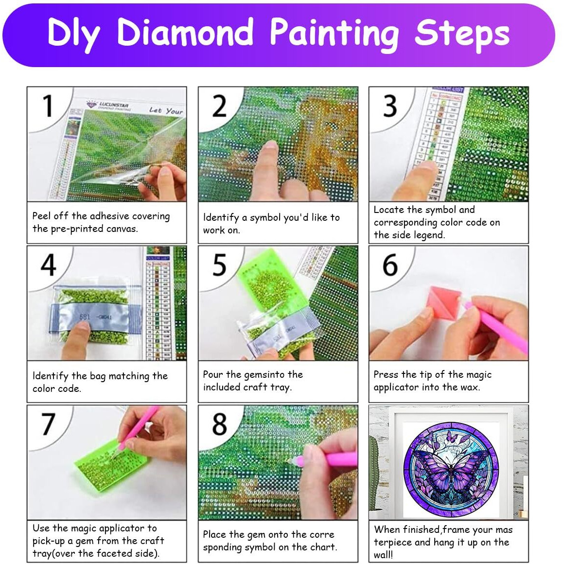 HASTHIP Diamond Painting Kit - 14x14inch Butterfly Diamond Painting Kits, 5D Diamond Painting Kit for Adults & Kids, Very Suitable for Home Leisure and Wall Decoration, Gift for Kids and Adults