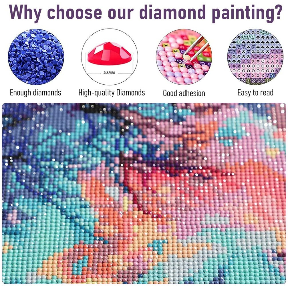 HASTHIP Diamond Painting Kit, 30 * 40cm Bright Moon Diamond Painting Kits, 5D Diamond Painting Kit for Adults & Kids, Art Wall Hangings Super Moon Night Scene for Home Wall Decor