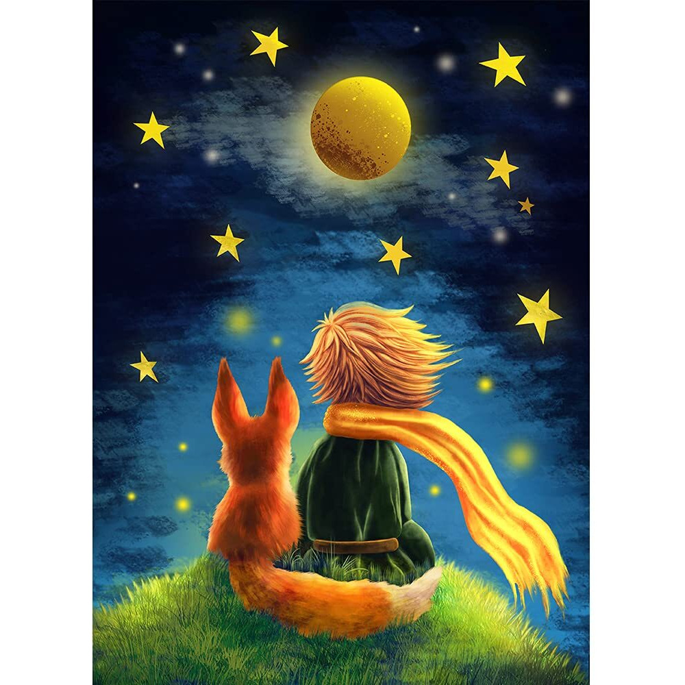 HASTHIP Diamond Painting Kit, 12x16inch The Little Prince and Wolf 5D Diamond Painting Kit for Adults & Kids, Very Suitable for Home Leisure and Wall Decoration, Gift for Kids and Adults