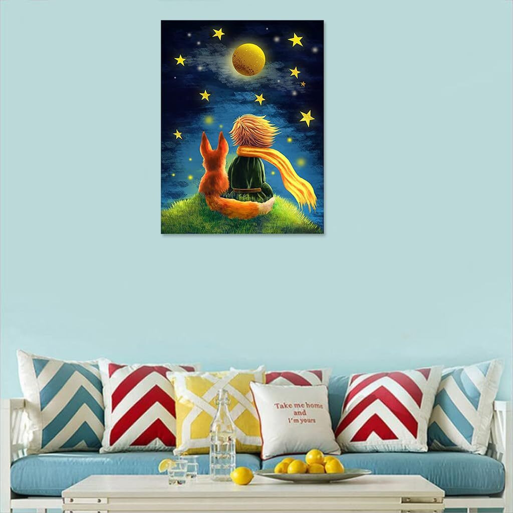 HASTHIP Diamond Painting Kit, 12x16inch The Little Prince and Wolf 5D Diamond Painting Kit for Adults & Kids, Very Suitable for Home Leisure and Wall Decoration, Gift for Kids and Adults