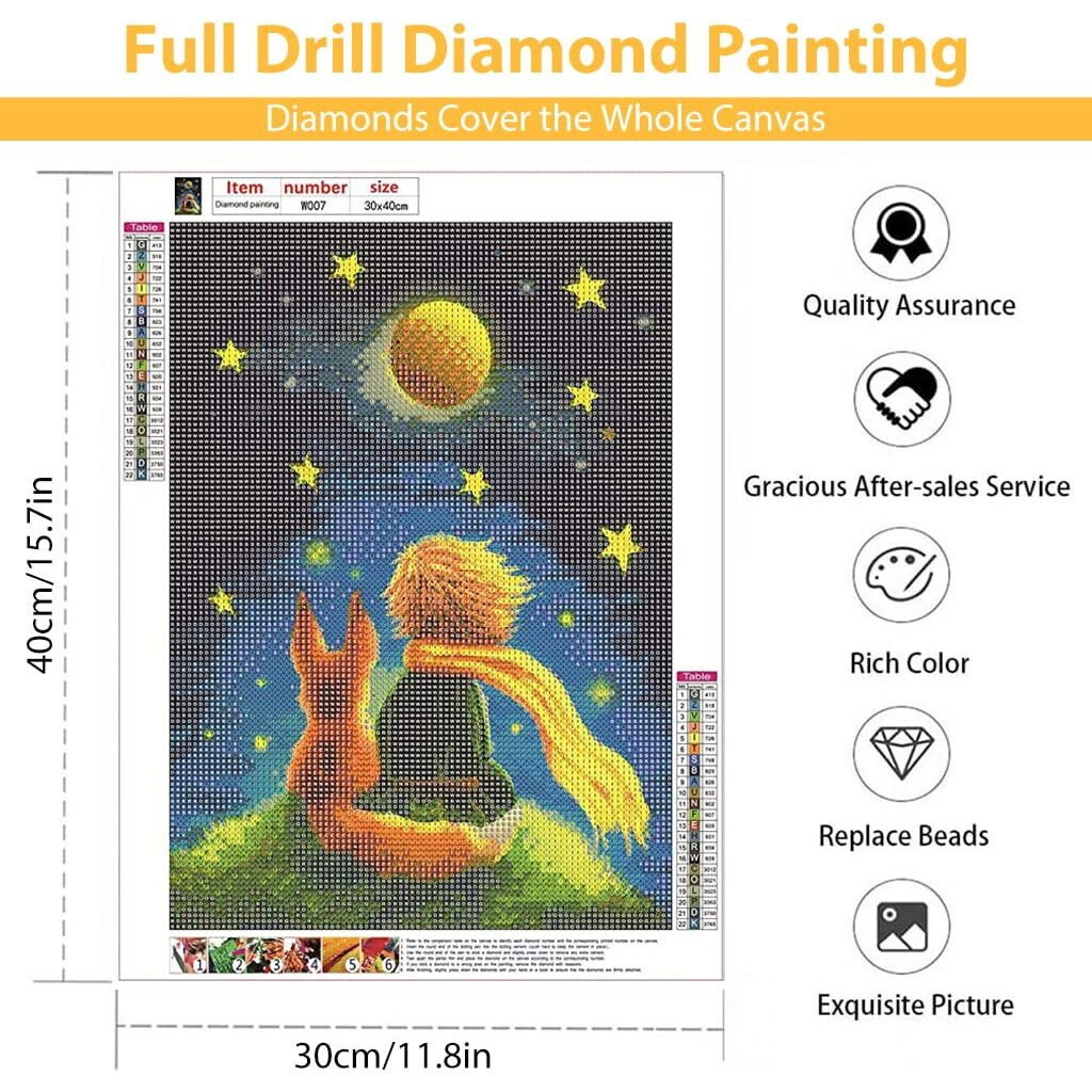 HASTHIP Diamond Painting Kit, 12x16inch The Little Prince and Wolf 5D Diamond Painting Kit for Adults & Kids, Very Suitable for Home Leisure and Wall Decoration, Gift for Kids and Adults