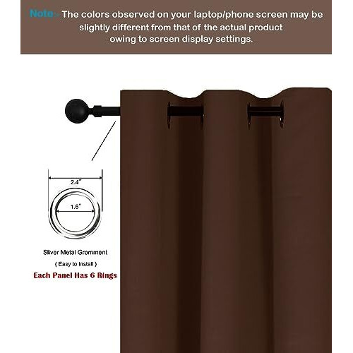 HOMEMONDE Blackout Curtains 97% Room Darkening - 7 Feet Door Curtain Drapes Thermal Insulated Thick Panels, Set of 2 Dark Brown - 84 Inches