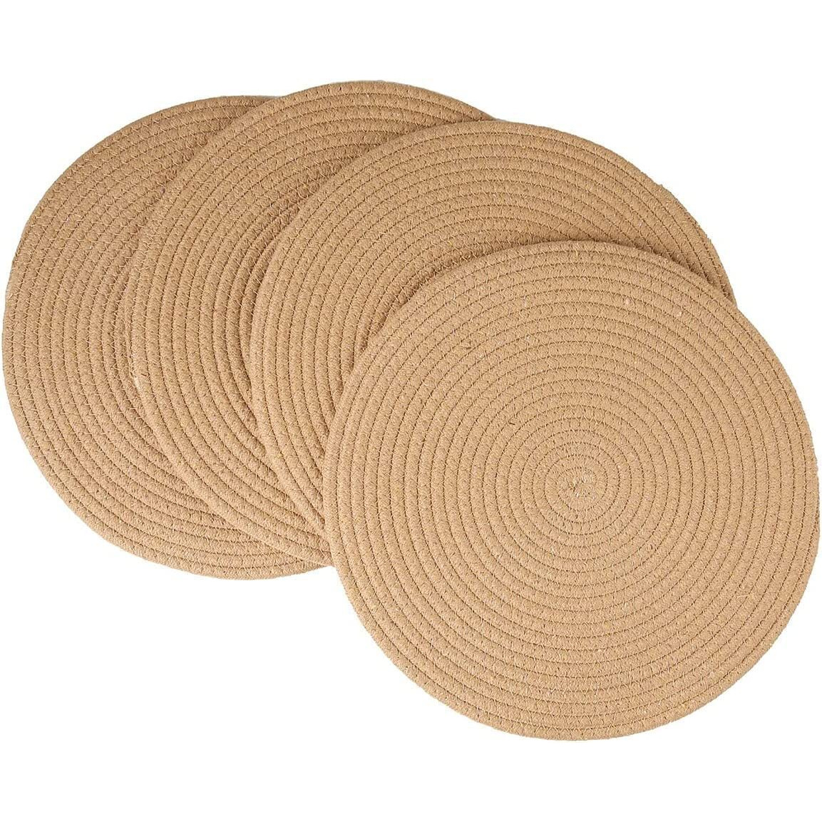 ZAVEZA HOME KART Eco - Friendly Heat Resistant Dining Jute Tablemats/Placemats Set of 4 (12 X 12 in) Beige