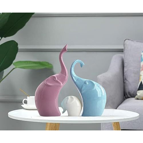 Xtore Beautiful Ceramic Elephant Family for Home Decor (Pack of 1,Multi-Coloured)