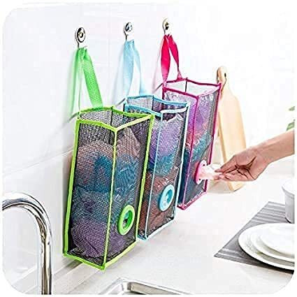 ROLOZY Wall Hanging Garbage Bags Recycle Breathable Storage Polythene Garbage Bags Kitchen Organizer Plastic Wall Mounted Rubbish Bag Container