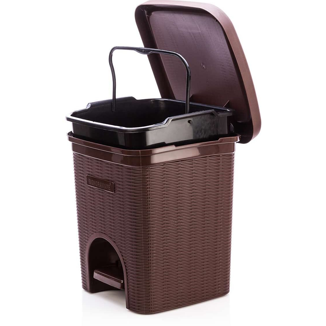 Signoraware Plastic 7 Liters Modern Lightweight Pedal Dustbin/Thrash Can Dustbins With Lid For Home Office/Non Garbage Smell/Unbreakable Single Mould/Heavy Duty Kitchen Bedroom Bathroom (7Ltr Brown)