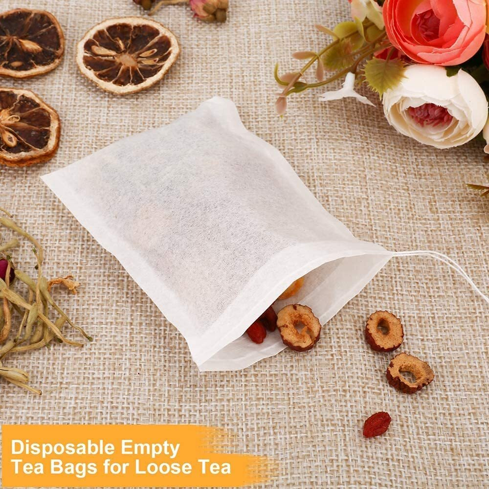 50 Pcs Sichumaria Transparent White Disposable Tea Filter Bags Empty Dip Tea Bags Filter Tea Bags Cups for Loose Leaf Teal (8x10cm)