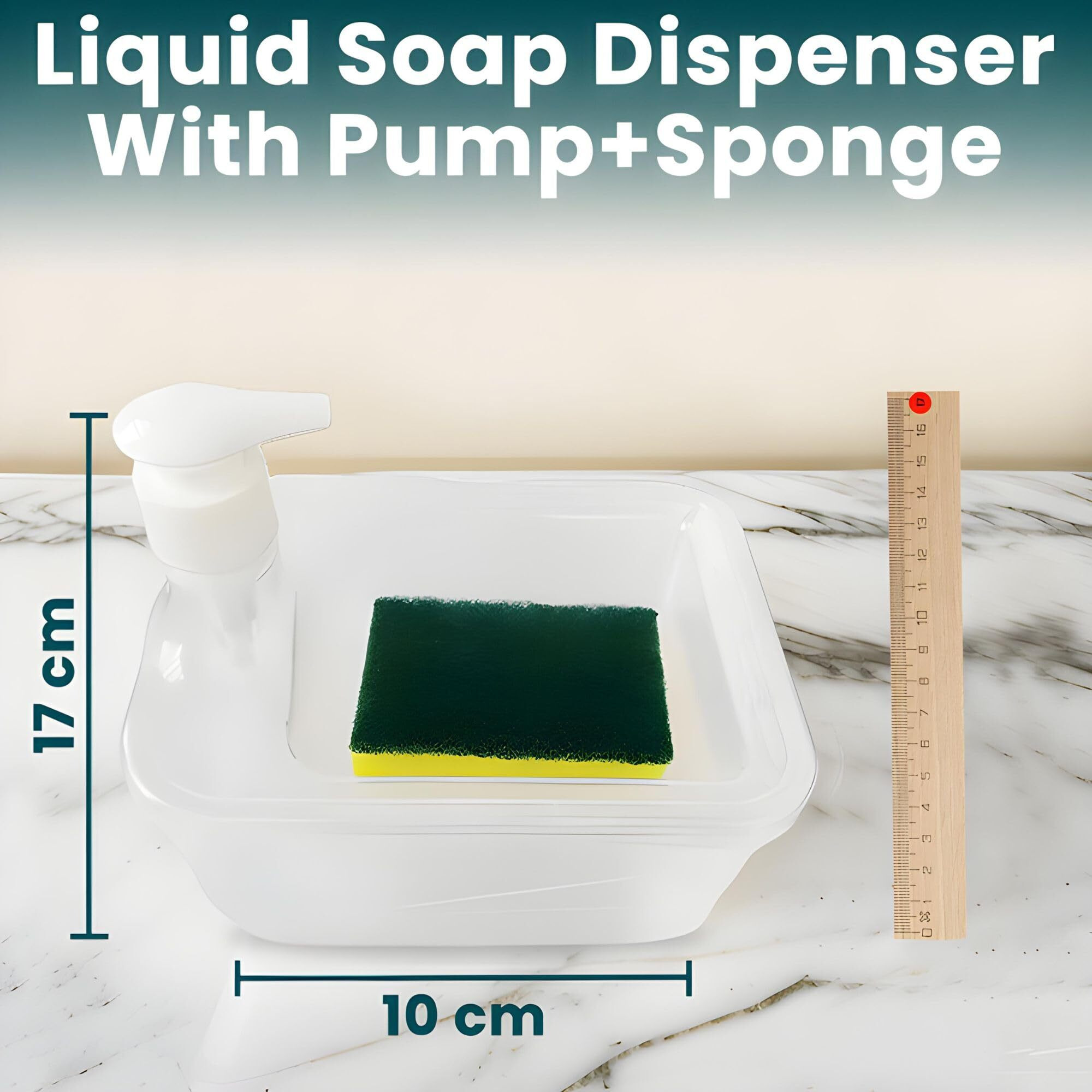 2 in 1 Kitchen Liquid Soap Dispenser | Pump for Dishwash Liquid | Soap Sponge Holder | Free Sponge | Soap Dispenser for Kitchen | Kitchen Wash Basin Accessories | Kitchen Liquid Dispenser (Clear)