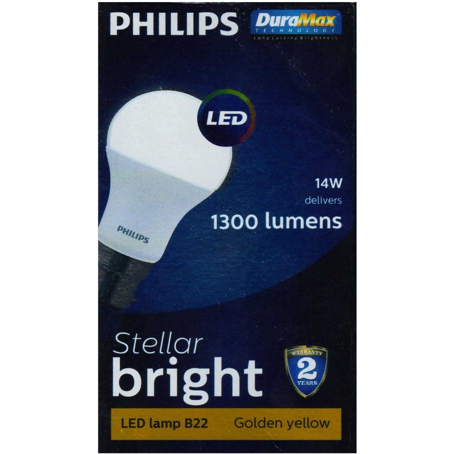 Philips A60 Stellar Bright 14W B22 LED Bulb 1260lm, Warm White, Pack of 2