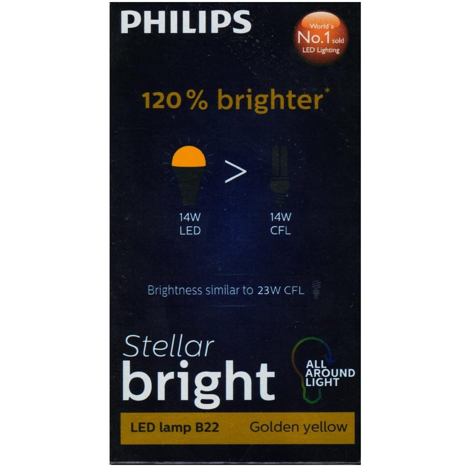 Philips A60 Stellar Bright 14W B22 LED Bulb 1260lm, Warm White, Pack of 2