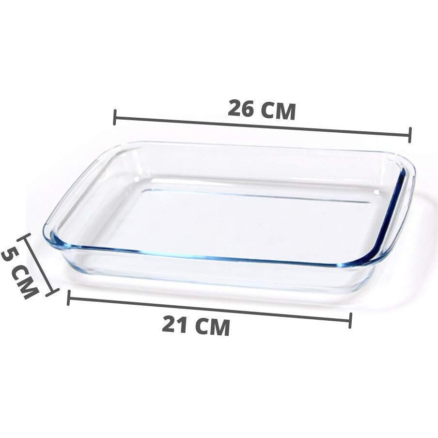 Femora Borosilicate Glass Microwave Baking Dish, Oven Safe, Rectangle Baking Dish, 1 Ltr, 1 Pcs