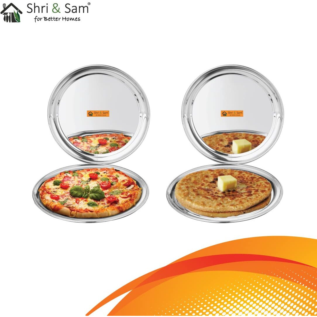 Shri & Sam Stainless Steel High Grade Shagun Dinner Plates (4 Pcs)