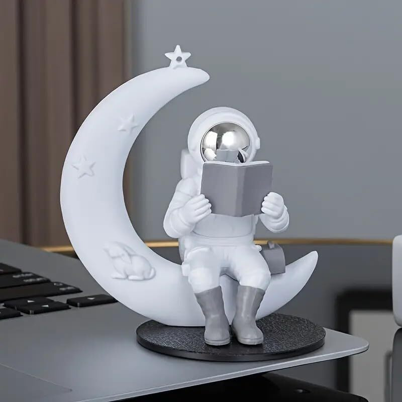 Street27 Astronaut Figurine Showpiece for Home Dcor Idols for Office Desk Table Astronaut Toy for Car Dashboard, Statue for Gift Gifting Items Birthday Decoration (Moonstar Silver)