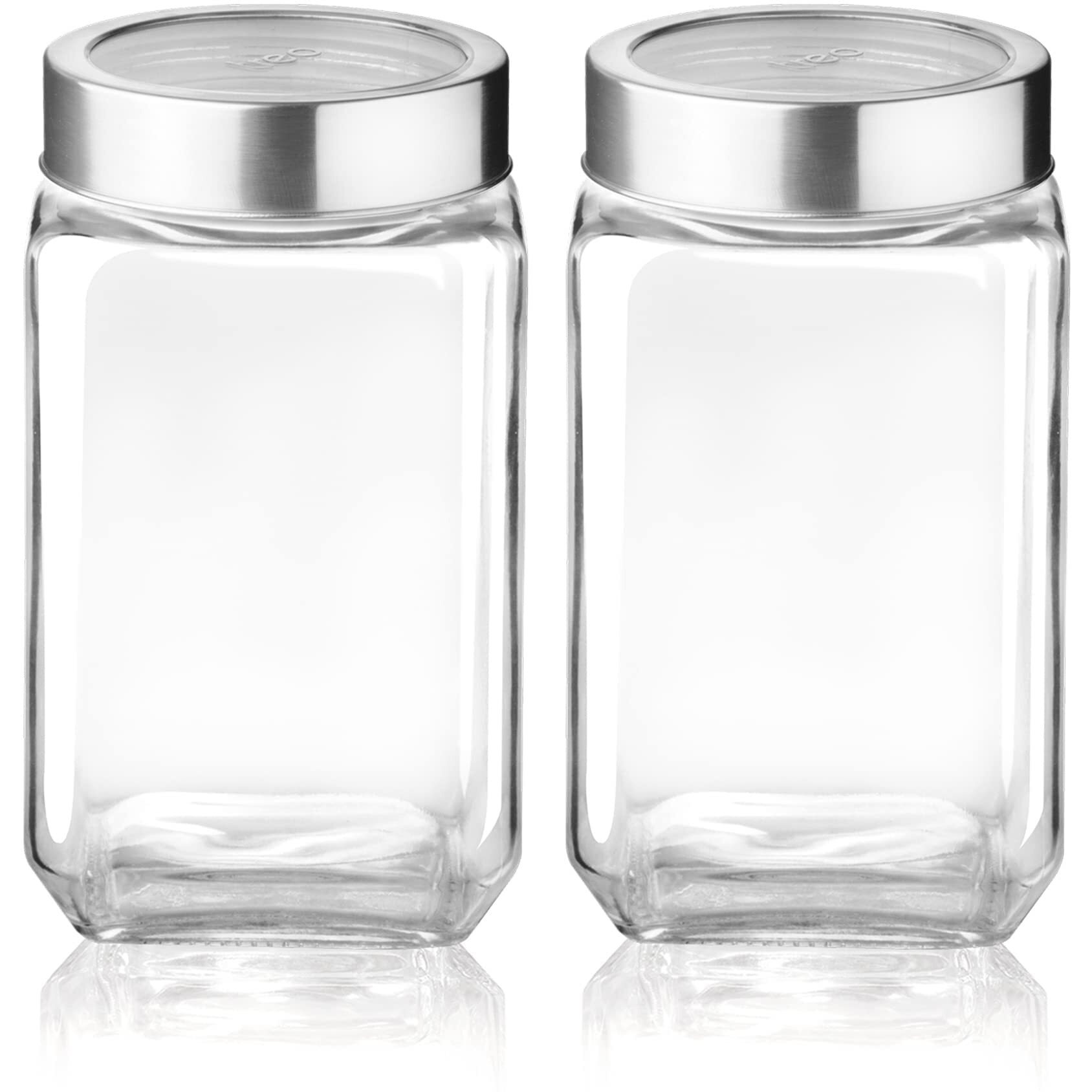 Treo By Milton Cube Storage Glass Jar, Set of 2, 800 ml Each, Transparent | BPA Free | Storage Jar | Kitchen Organiser | Modular | Multipurpose Jar