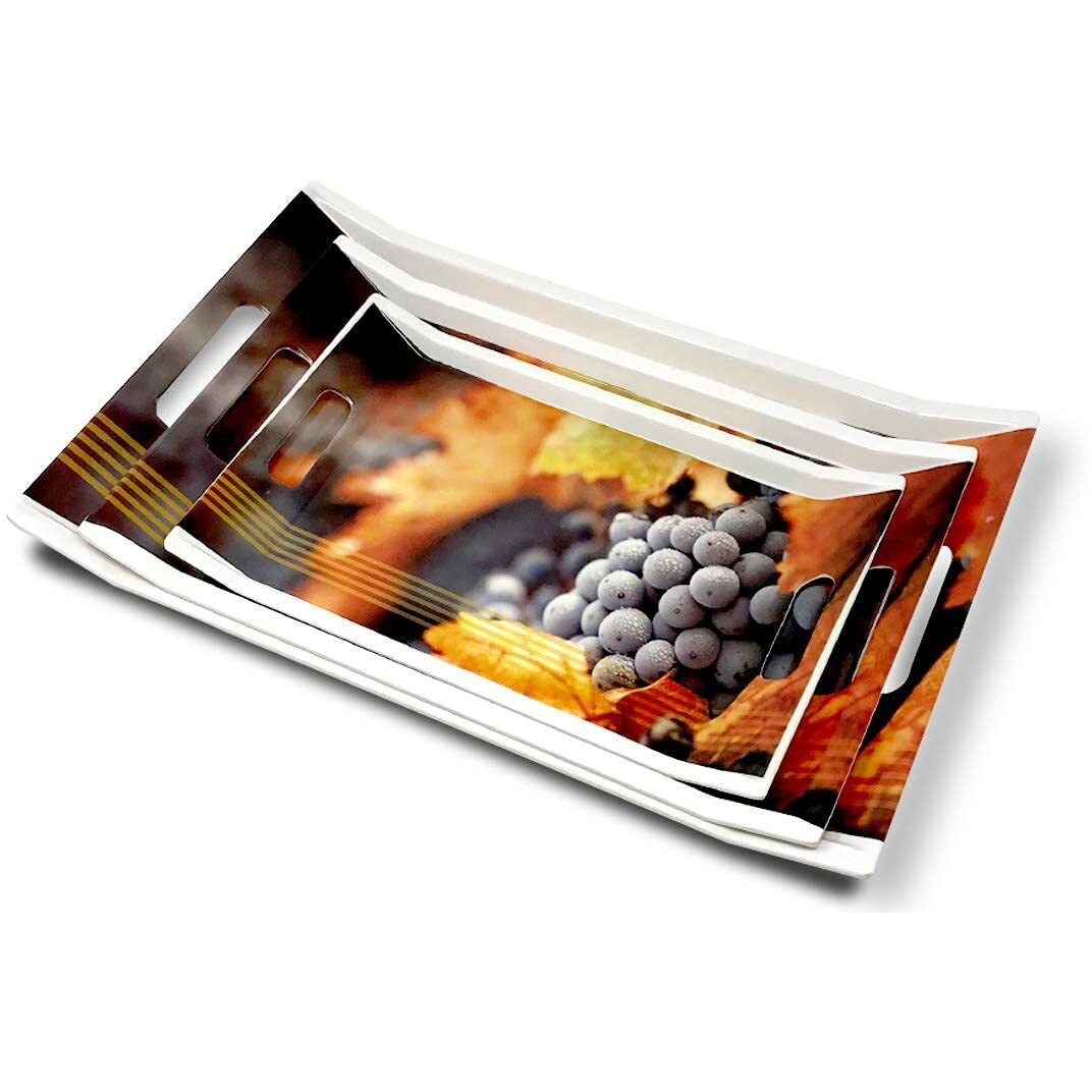 FEDOY Melamine Villori Series Serving Tray (Small, Medium and Large Size, Multicolor) - Set of 3