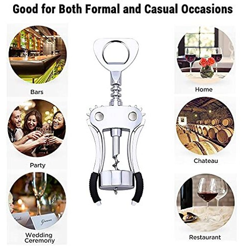 HASTHIP 3PCSWine Opener Gift Set, Wing Corkscrew Beer Bottle Openers, Upgrade Multifunctional Corkscrews with Bottles Stopper and Foil Cutter Waiters Cork Remover for Kitchen Restaurant Chateau Bars