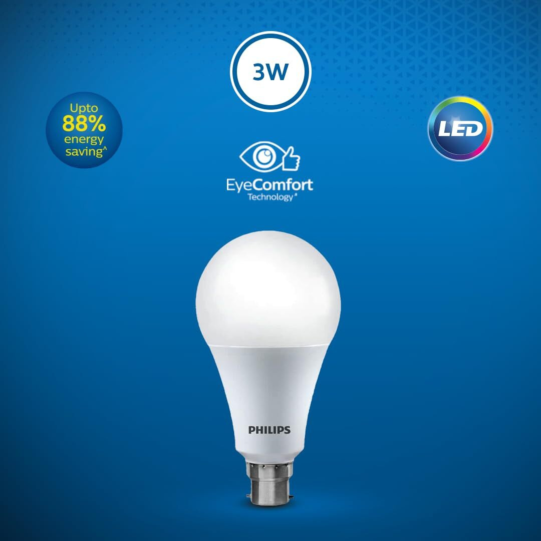 PHILIPS 3-watt LED Bulb | AceSaver LED Bulb | Base B22 Light Bulb for Home | Crystal White, Pack of 4