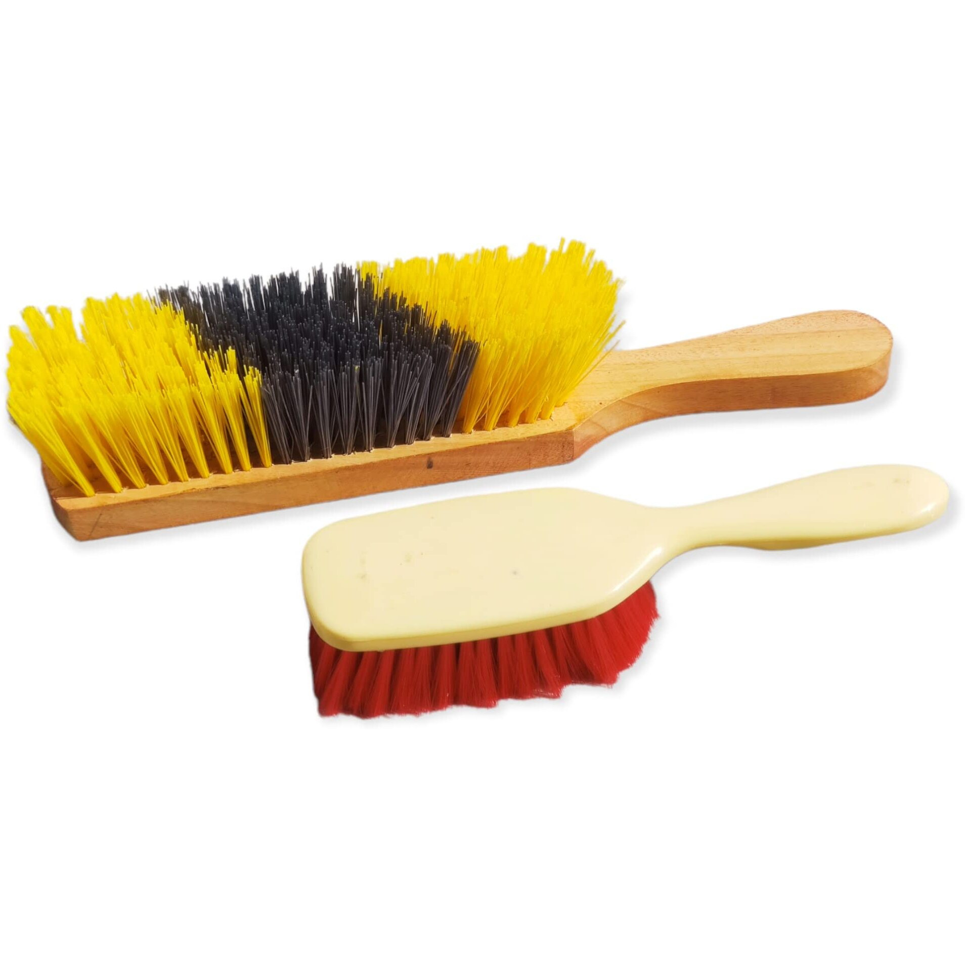 Antiter Plastic Combo Of Multipurpose Cleaning Brush, Coat Brush With Soft Bristle For Dust Remover/Wooden Handle Hard Bristle Brush For Carpet, Car Seats, Carpet, Mats (Set Of 2 Brush)