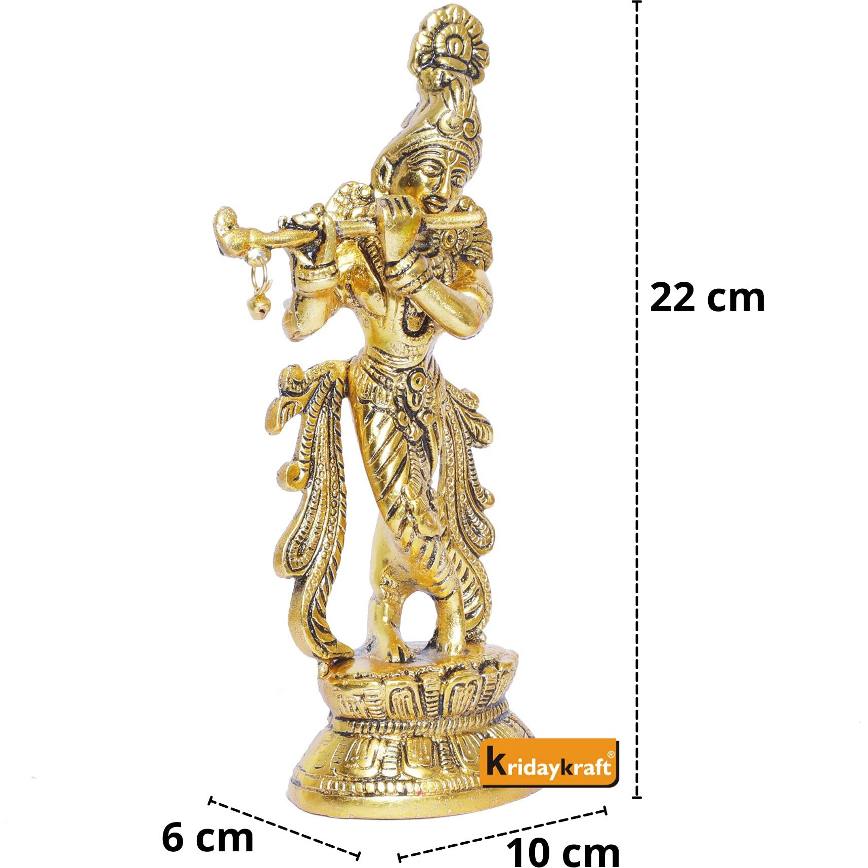 KridayKraft Lord Krishna Metal Statue,Krishna Murti Playing Flute for Temple Pooja,Decor Your Home,Office & Gift Your Relatives,Showpiece Figurines,Religious idol,Gift Article...