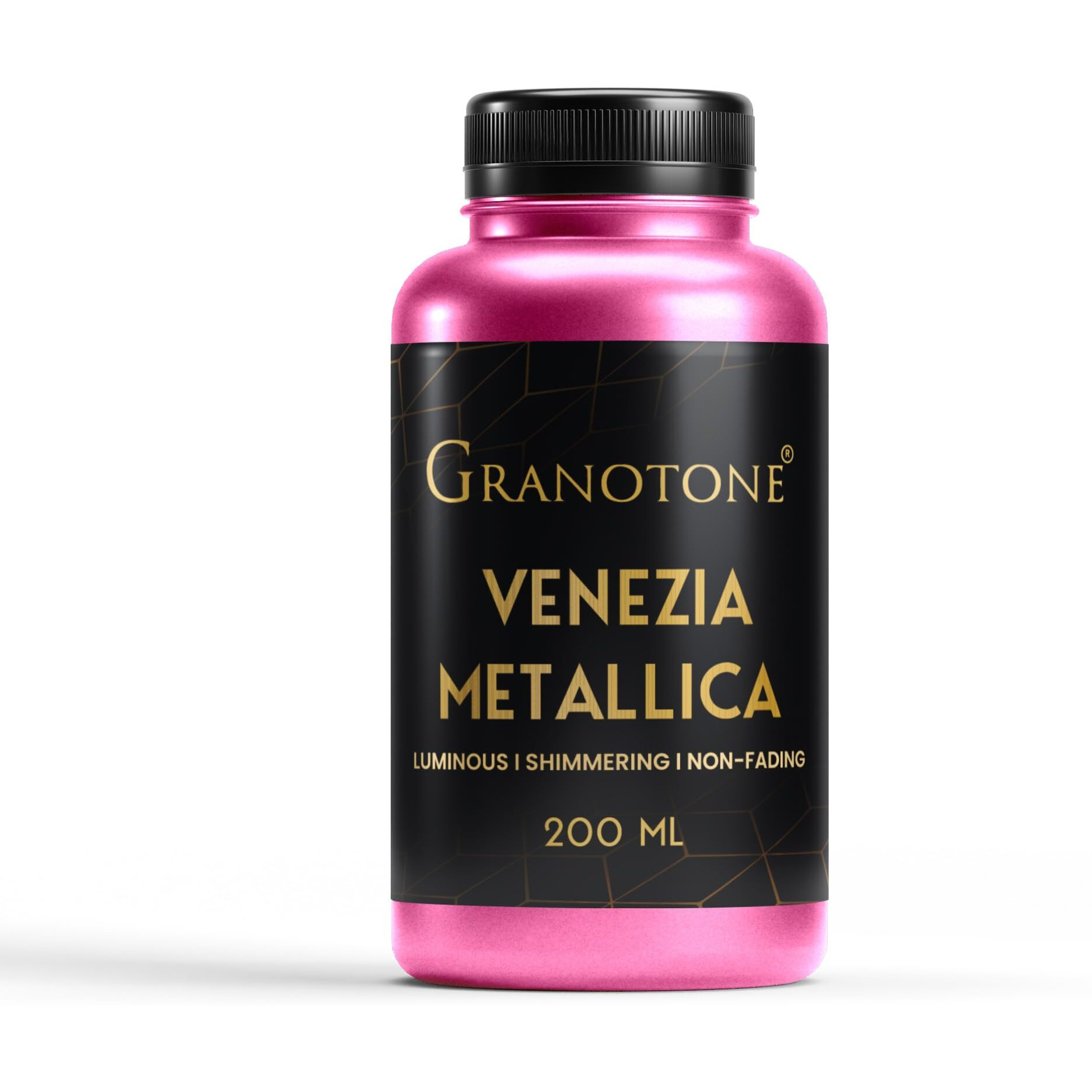 GRANOTONE Venezia Metallic Acrylic Paint, 200 ML - Extra Sheen, Non-Fading, Indoor/Outdoor, Non-Toxic, Multi-Surface - For Artists, Hobbyists & Kids - Made in India (MAGENTA)