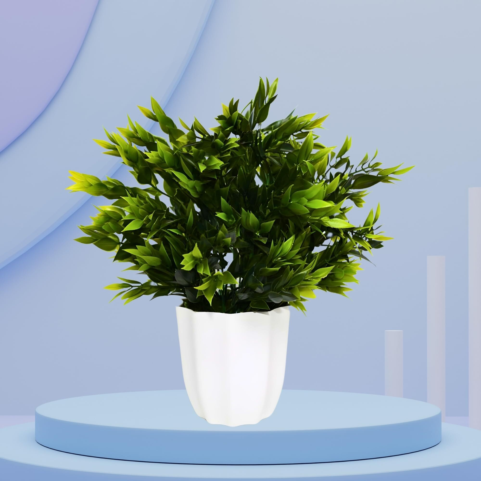 fancymart Artificial Plant Green Leaves in Pot Perfect Potted Decoration for Home Living Room & Office Spaces Height - 30cm