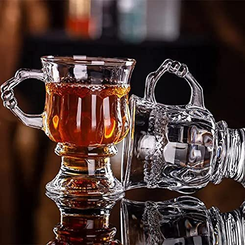 KiKiluxxa Glass Coffee Mugs With Handle Set Of 6,Clear Tea Cup Set For Coffee, Tea, Milk, Hot & Cold Beverage, 140 milliliter