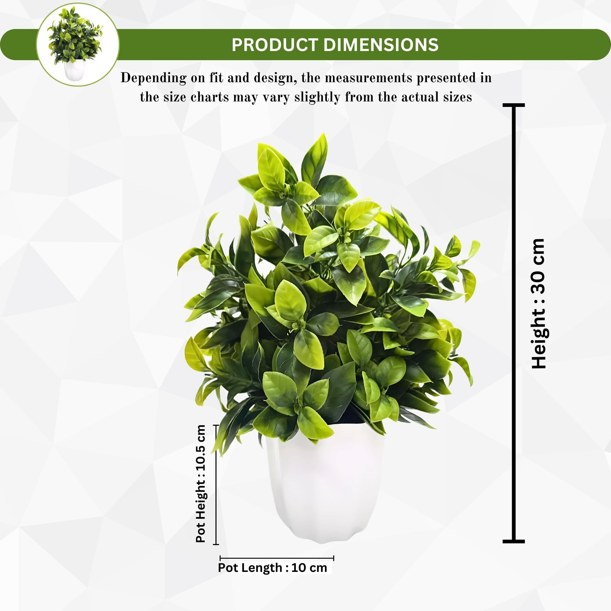 fancymart Artificial Plant Leaves in Pot Perfect Potted Decoration for Home Living Room & Office Spaces Height - 30cm