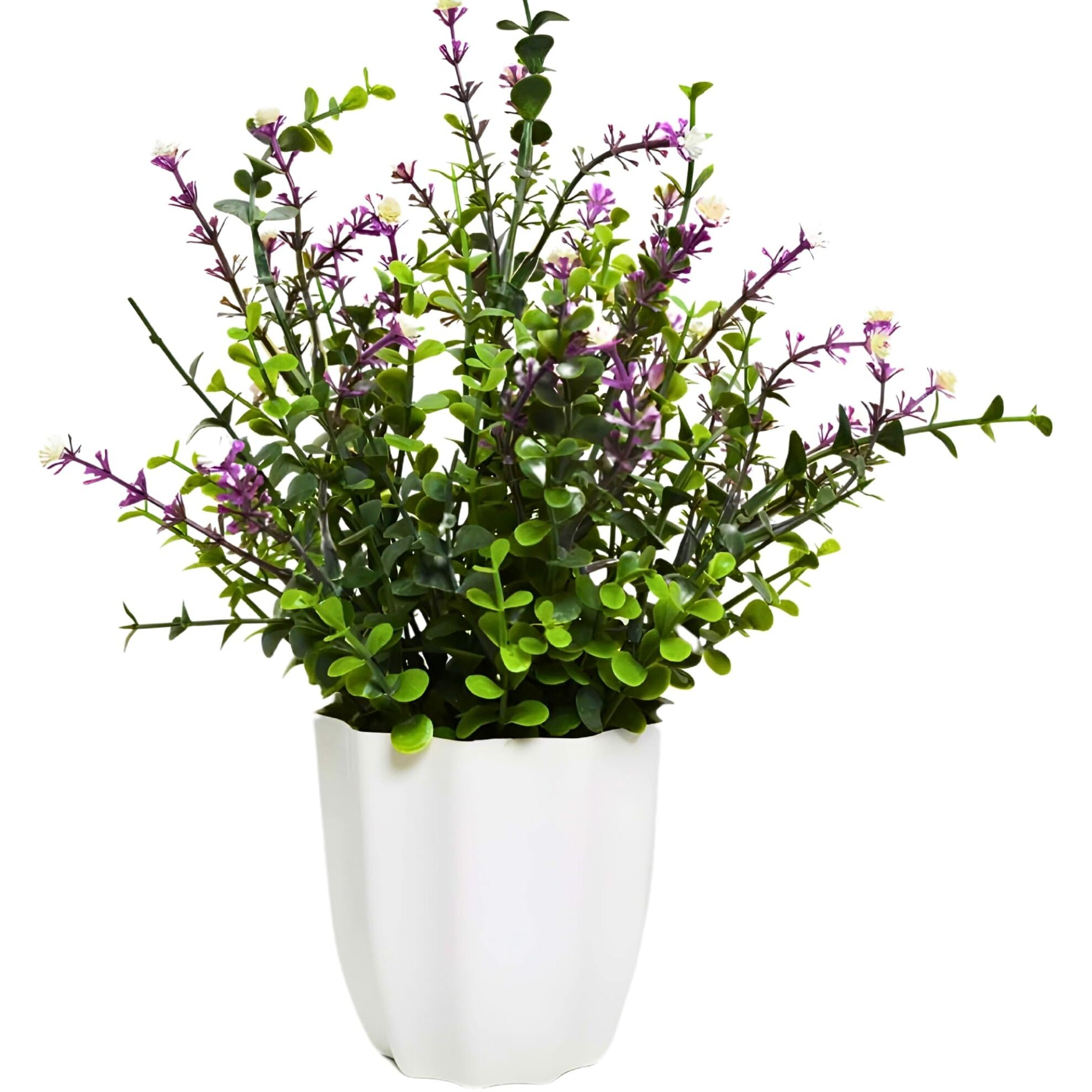 fancymart Artificial Plant Hackleberry Leaves in Pot Perfect Potted Decoration for Home Living Room & Office Spaces Height - 30cm