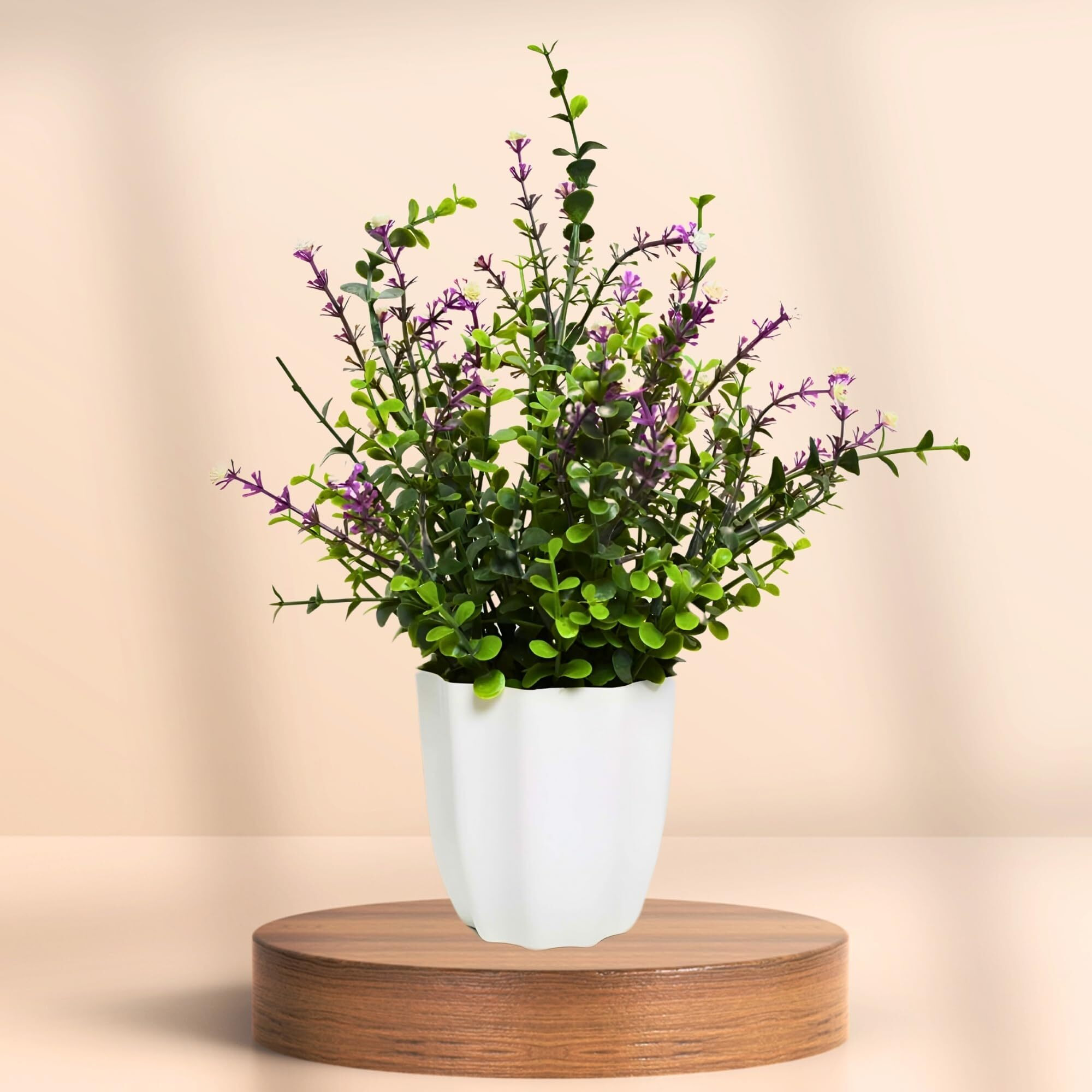 fancymart Artificial Plant Hackleberry Leaves in Pot Perfect Potted Decoration for Home Living Room & Office Spaces Height - 30cm